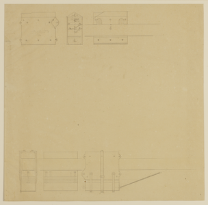 216197 Afbeelding van een aantal constructiedetails voor het ontwerp voor een nieuwe brug (Wittevrouwenbrug) over de ...